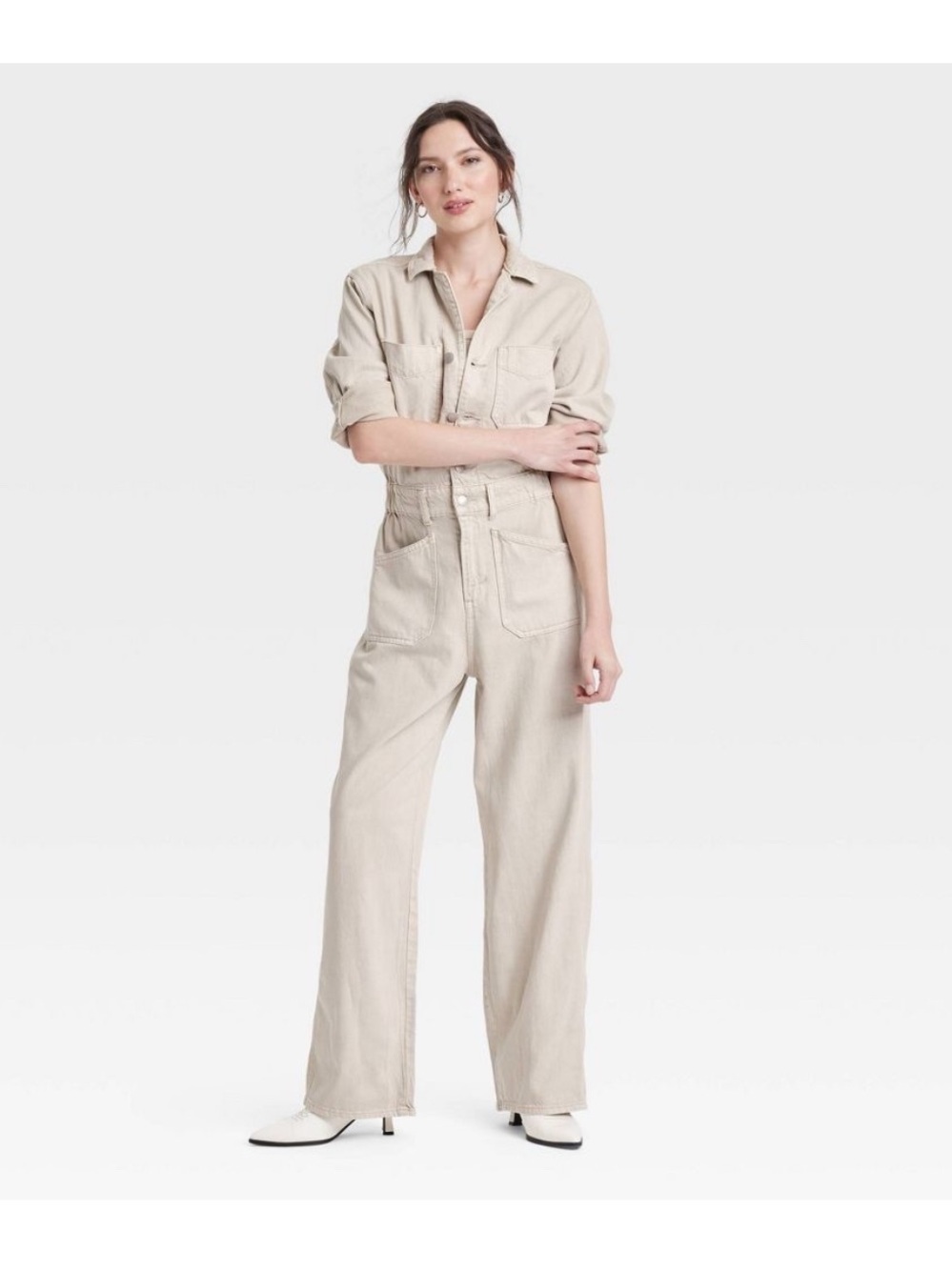 NWT Universal Thread Beige Utility Wide-Leg Jumpsuit